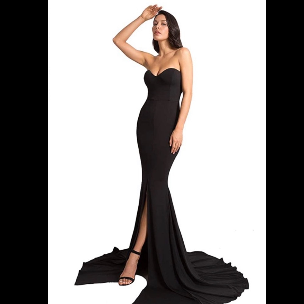 Black Strapless Evening Gown